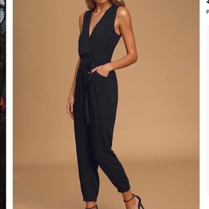 Take on the day black sleeveless jumpsuit